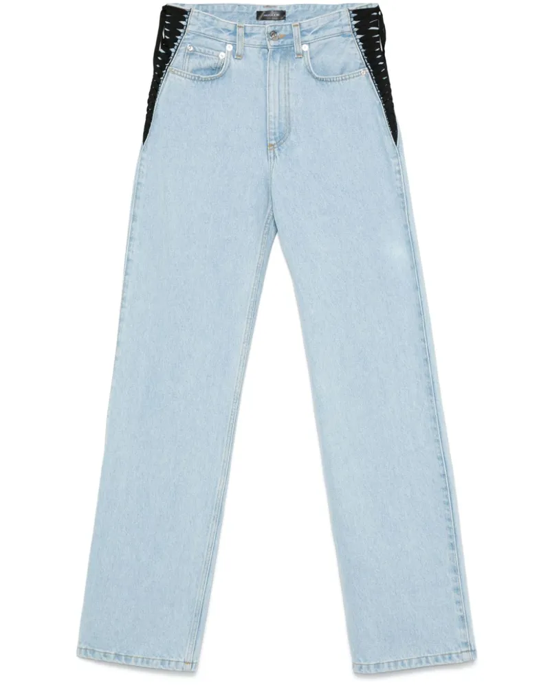 Thierry Mugler Straight-Leg-Jeans mit Schnürung - Blau Blau