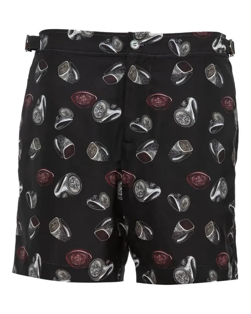 Dolce & Gabbana Badeshorts mit Siegelring-Print - Schwarz Schwarz