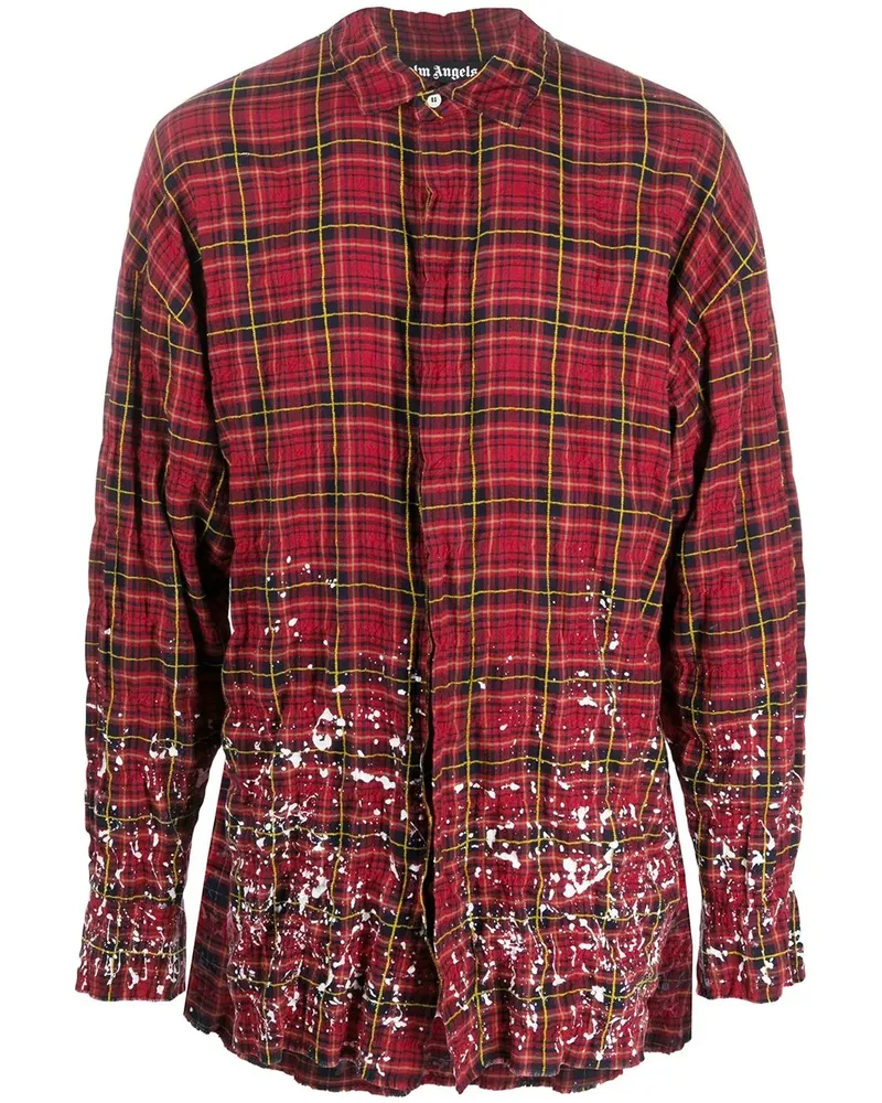 Palm Angels Kariertes Hemd mit Logo - Rot Rot