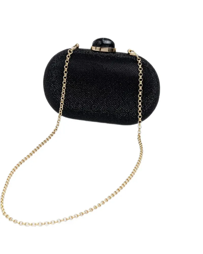 Luisa Spagnoli crystal-embellished oval clutch mini bag - Schwarz Schwarz