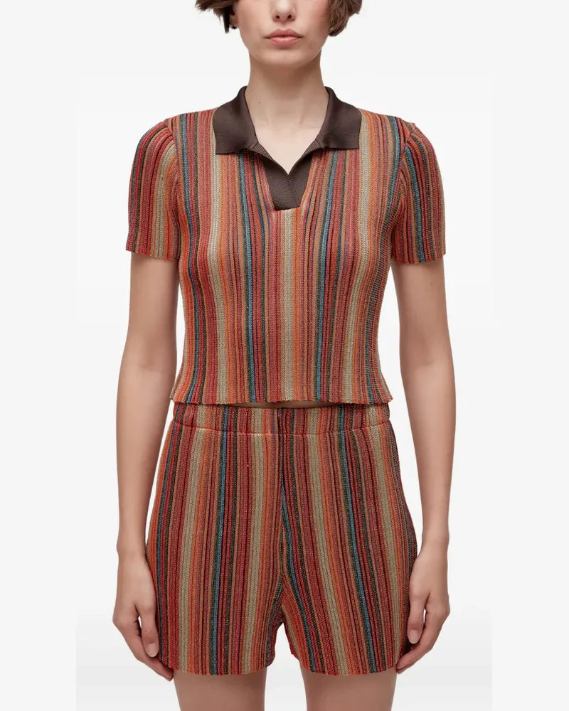 Osklen Gestreiftes T-Shirt mit Polokragen - Braun Braun