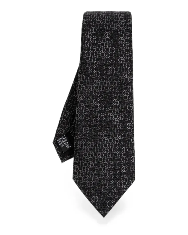 Giorgio Armani Seidenkrawatte aus Logo-Jacquard - Schwarz Schwarz