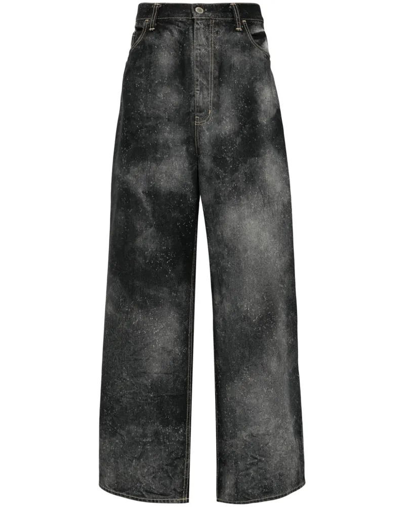 FACETASM Wide-Leg-Jeans mit Galaxy-Print - Schwarz Schwarz