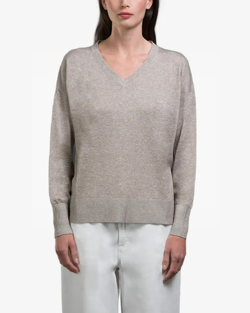MOORER Varenna Pullover mit V-Ausschnitt - Nude Nude