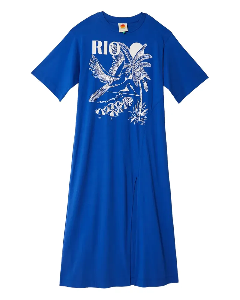 FARM Rio graphic slit maxi dress - Blau Blau