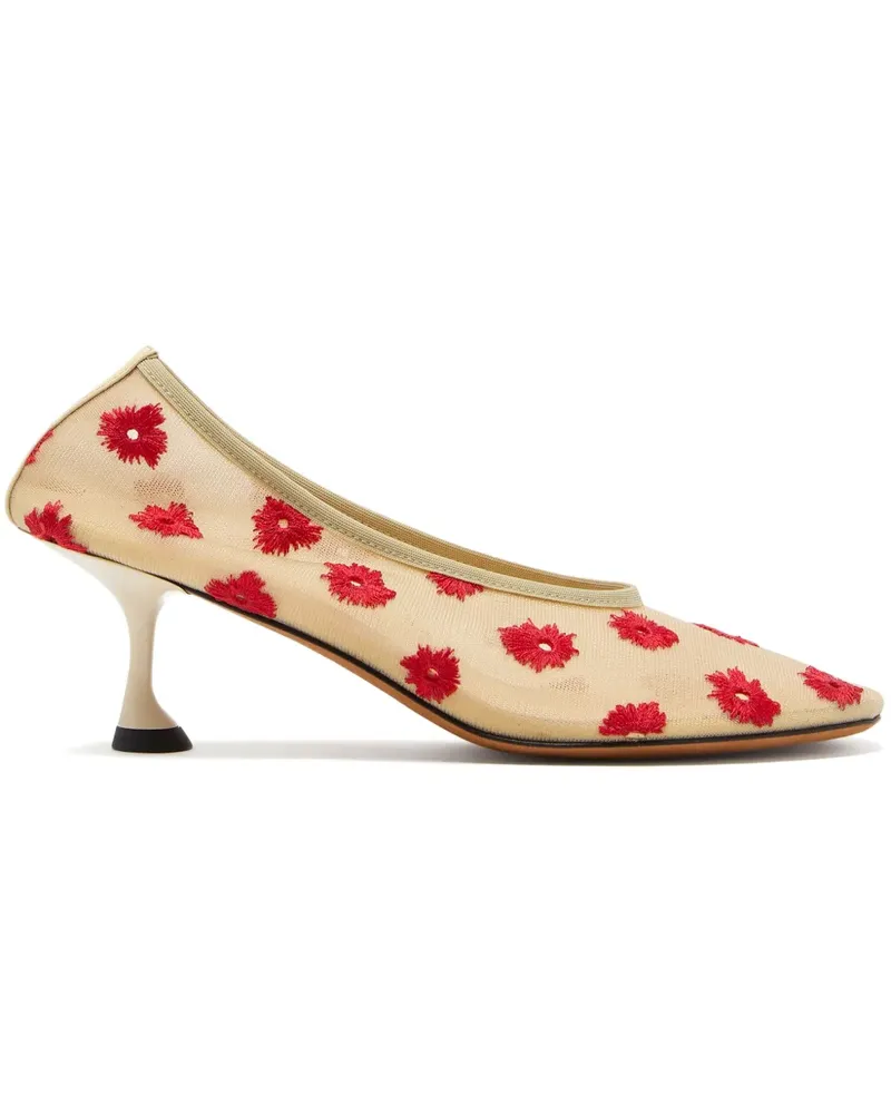 Proenza Schouler Tee Pumps mit Blumenstickerei - Nude Nude