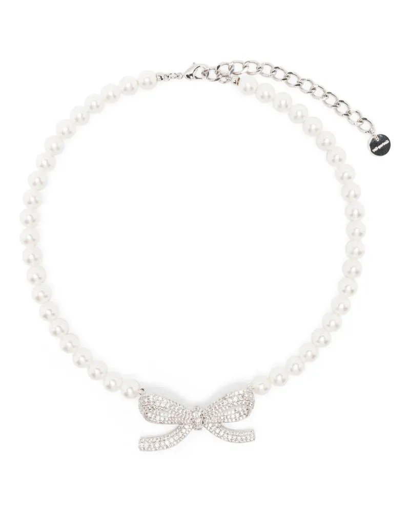 Self-Portrait Pearl Bow Halskette - Silber Silber