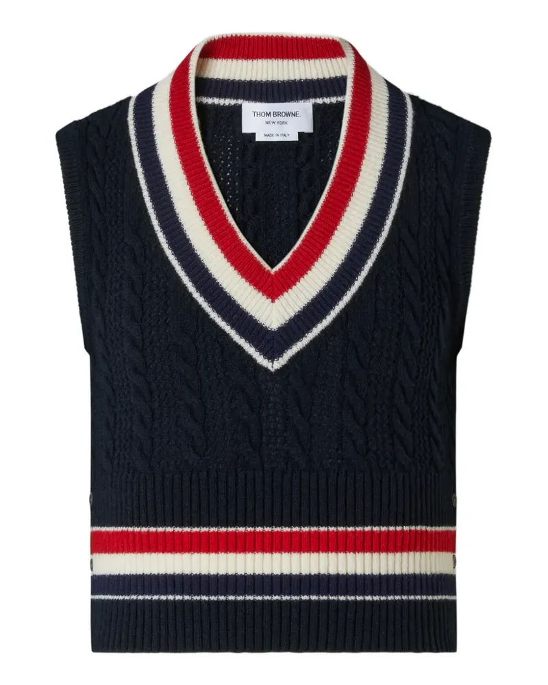 Thom Browne Gestreifte Cricket-Weste mit RWB - Blau Blau