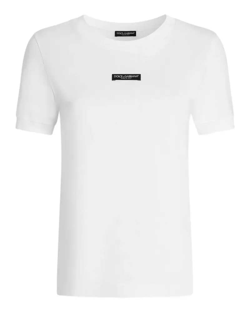 Dolce & Gabbana Jersey T-Shirt mit DG-Stickerei - Weiß Weiß