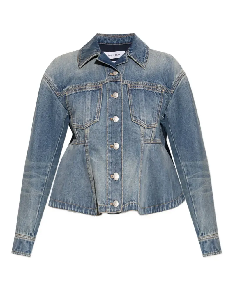 Alexander McQueen Jeansjacke mit Knopfleiste - Blau Blau