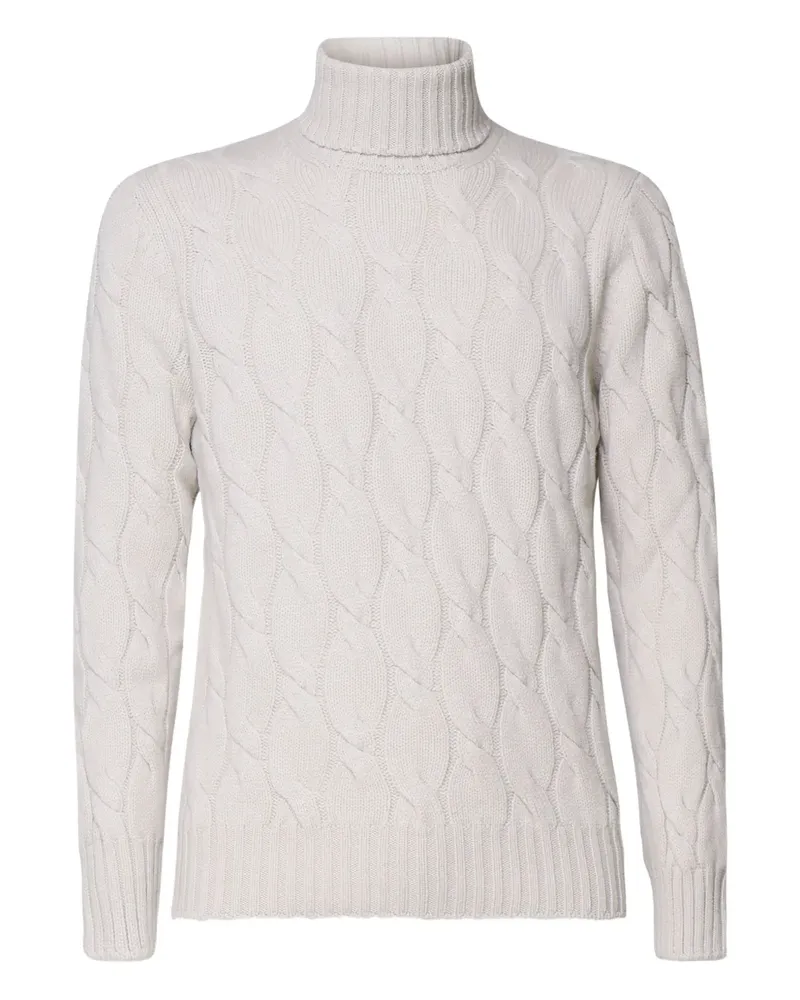Giuliano Galiano Rollkragenpullover mit Zopfmuster - Weiß Weiß