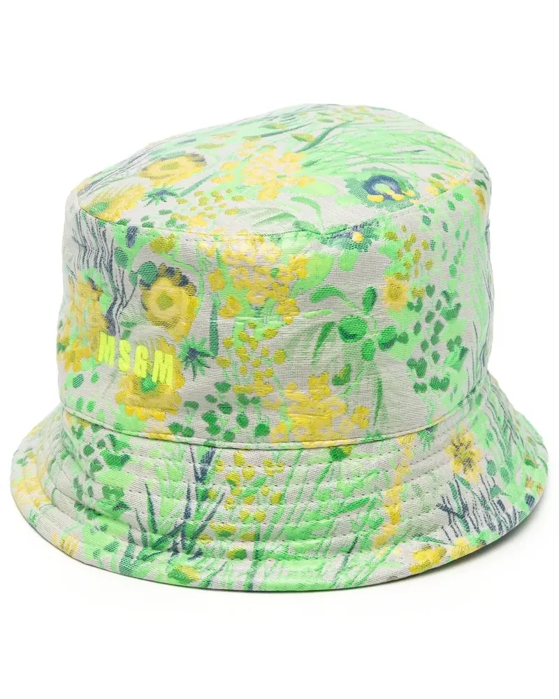 MSGM Fischerhut mit Blumen-Print - Grün Grün