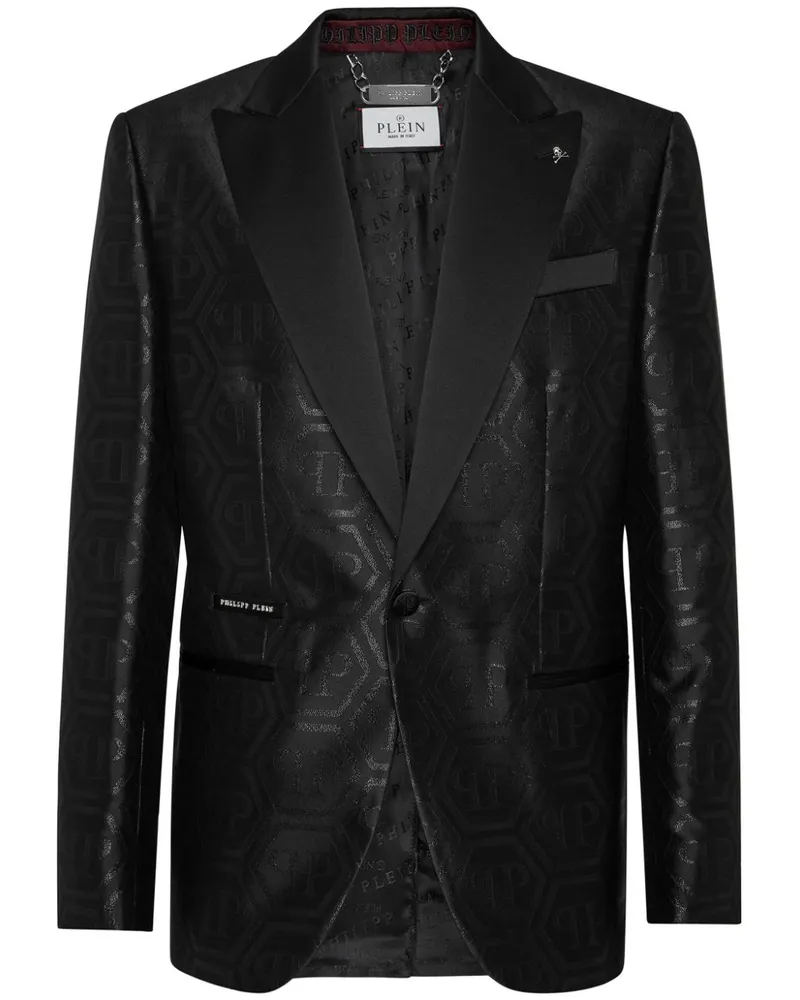 Philipp Plein Sakko aus Monogramm-Jacquard - Schwarz Schwarz
