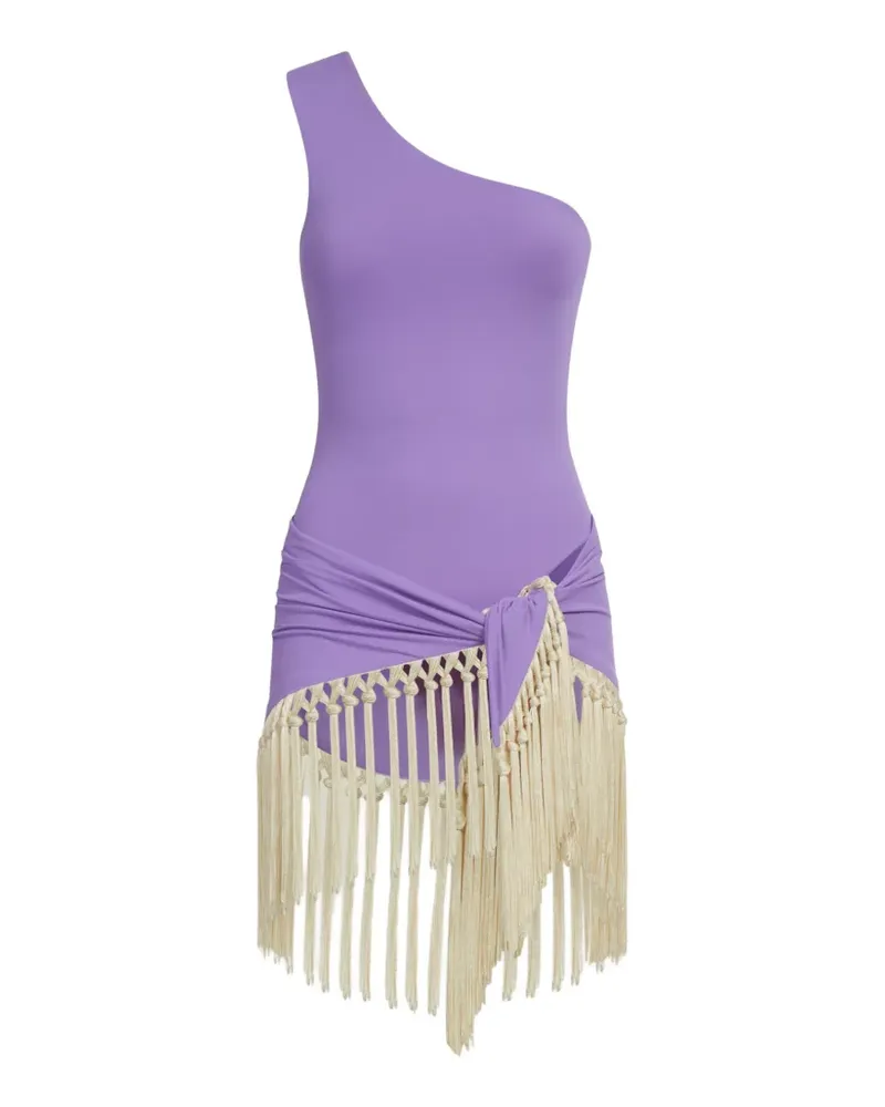 Taller Marmo Yacare One-Shoulder-Badeanzug mit Fransen - Violett Violett