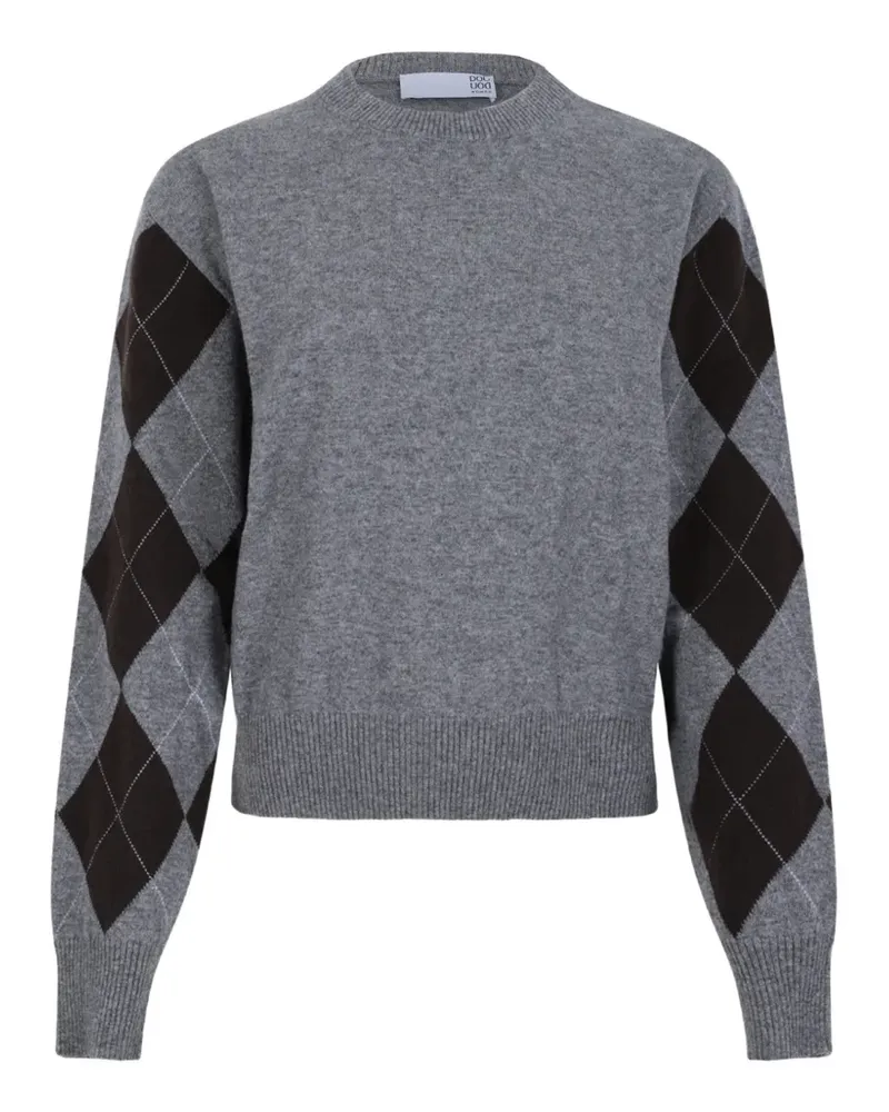 DOUUOD Langärmeliger Pullover mit Argyle-Muster - Grau Grau