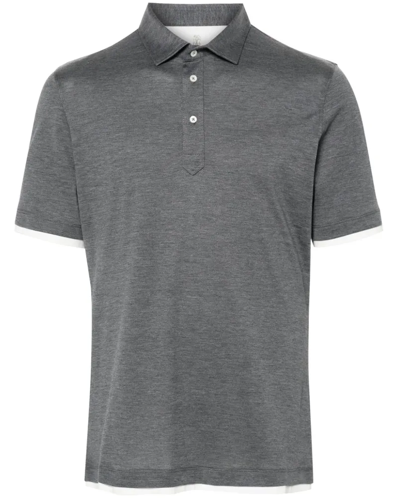 Brunello Cucinelli Poloshirt im Layering-Look - Grau Grau