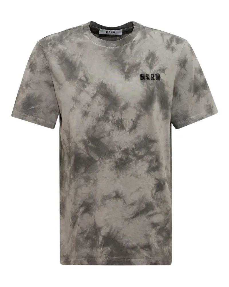 MSGM T-Shirt mit Batikmuster - Grau Grau