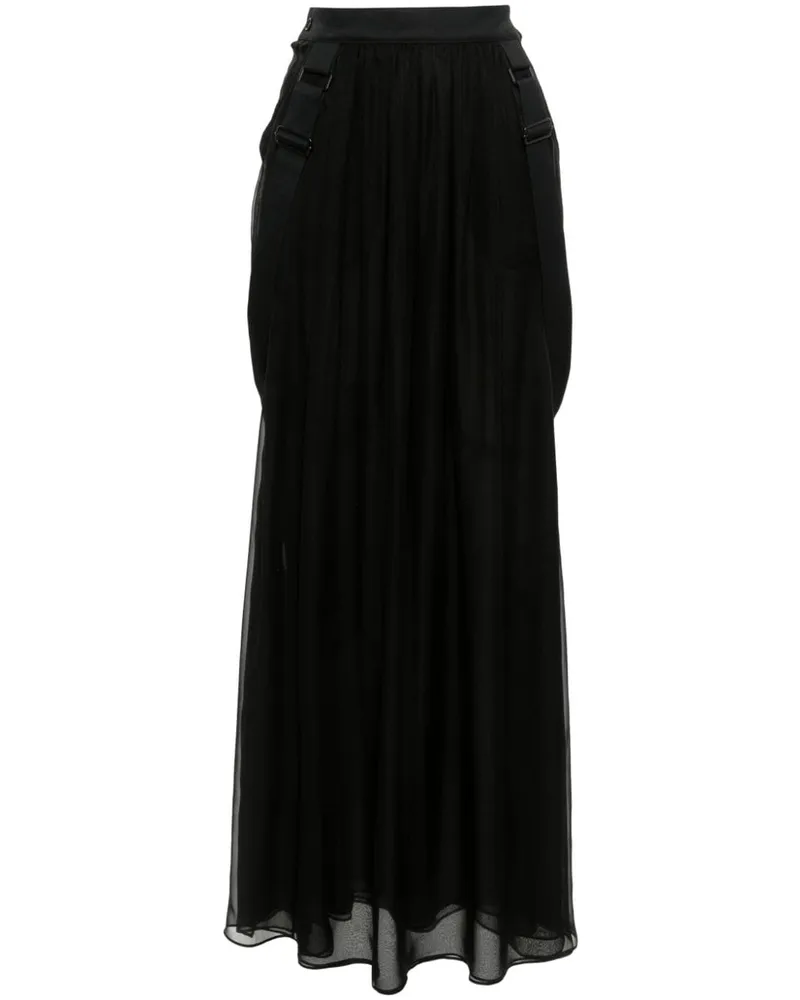 Max Mara Jedy Chiffon-Maxirock - Schwarz Schwarz