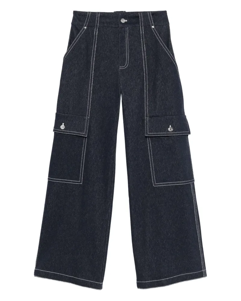 Max Mara Cargo-Jeans mit Kontrastnaht - Blau Blau