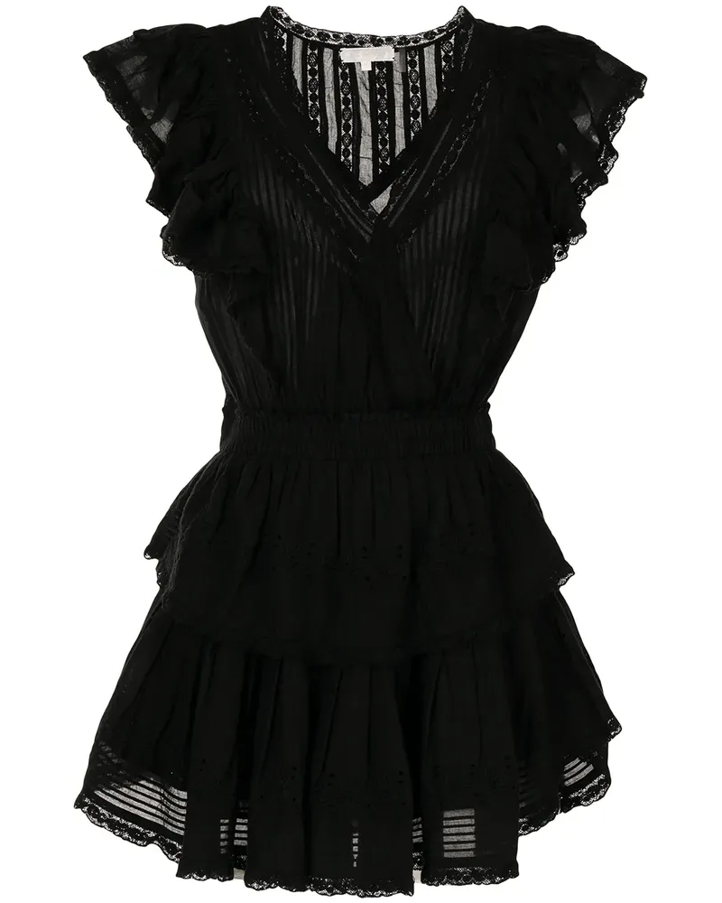 LoveShackFancy Minikleid mit Volants - Schwarz Schwarz