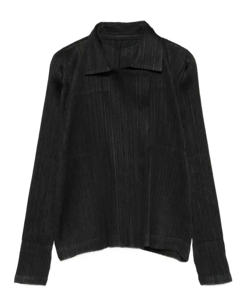 Issey Miyake pleated collar jacket - Schwarz Schwarz