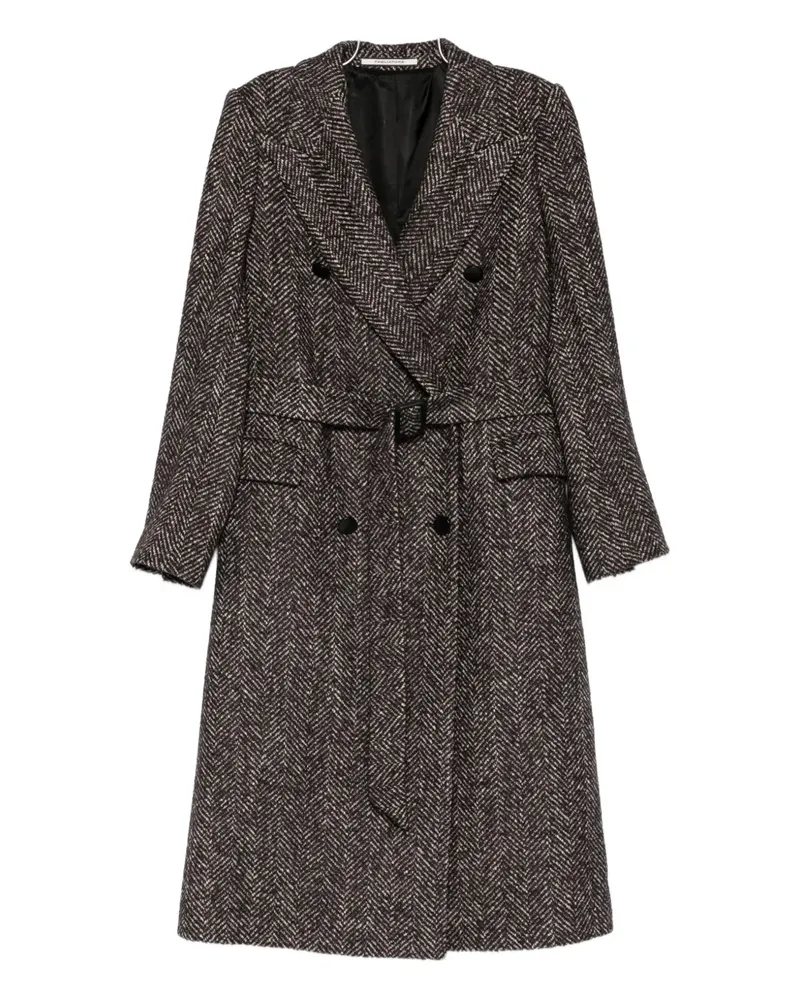 Tagliatore herringbone belted double-breasted coat - Grau Grau