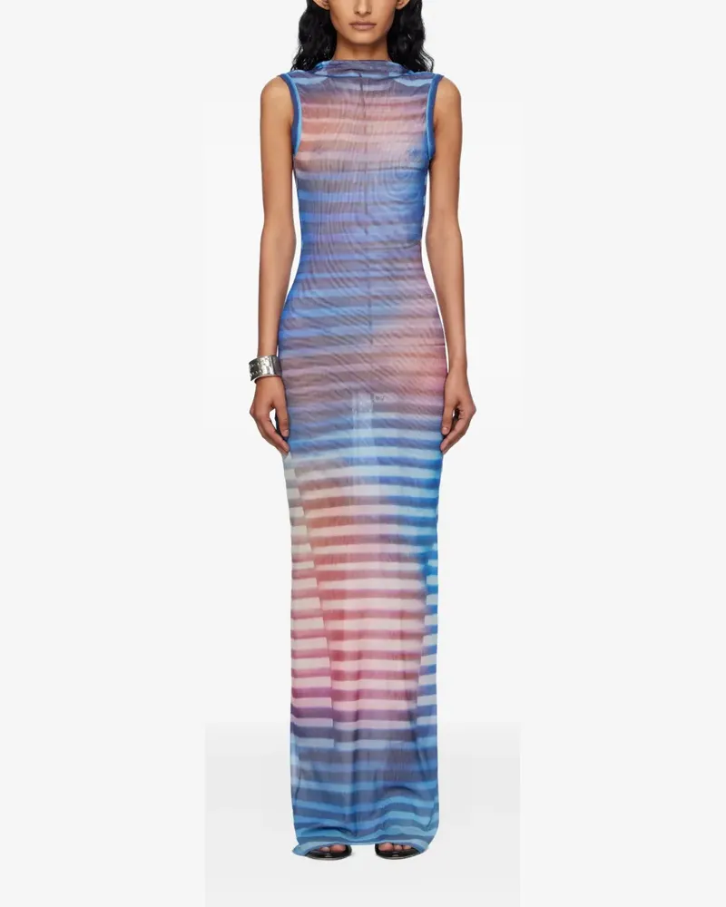 Jean Paul Gaultier striped-pattern maxi dress - Blau Blau