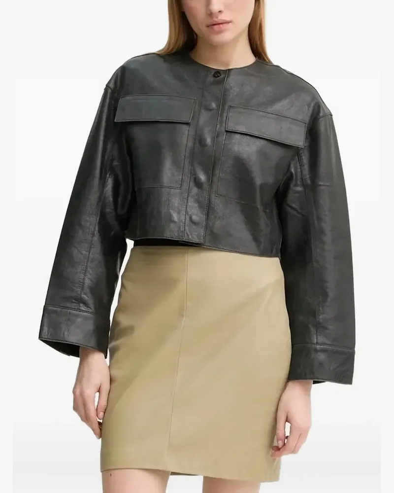 Day Birger et Mikkelsen Malik Cropped-Lederjacke - Schwarz Schwarz