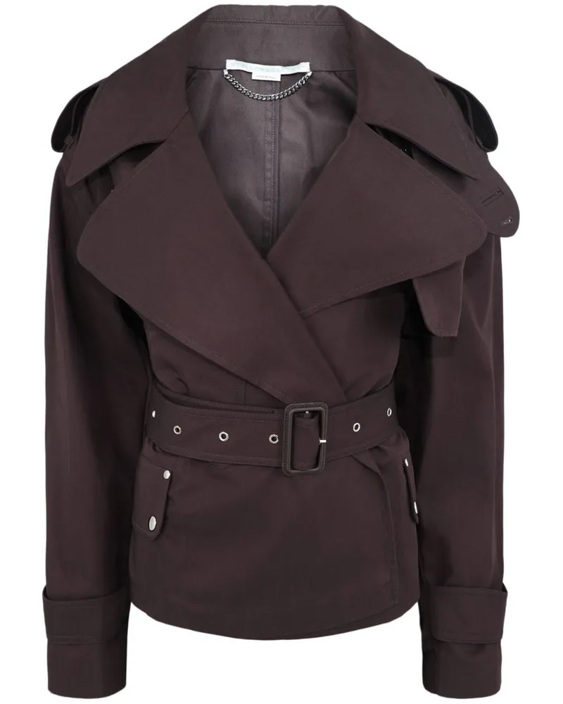 Stella McCartney Kurzer Trenchcoat mit Gürtel - Braun Braun
