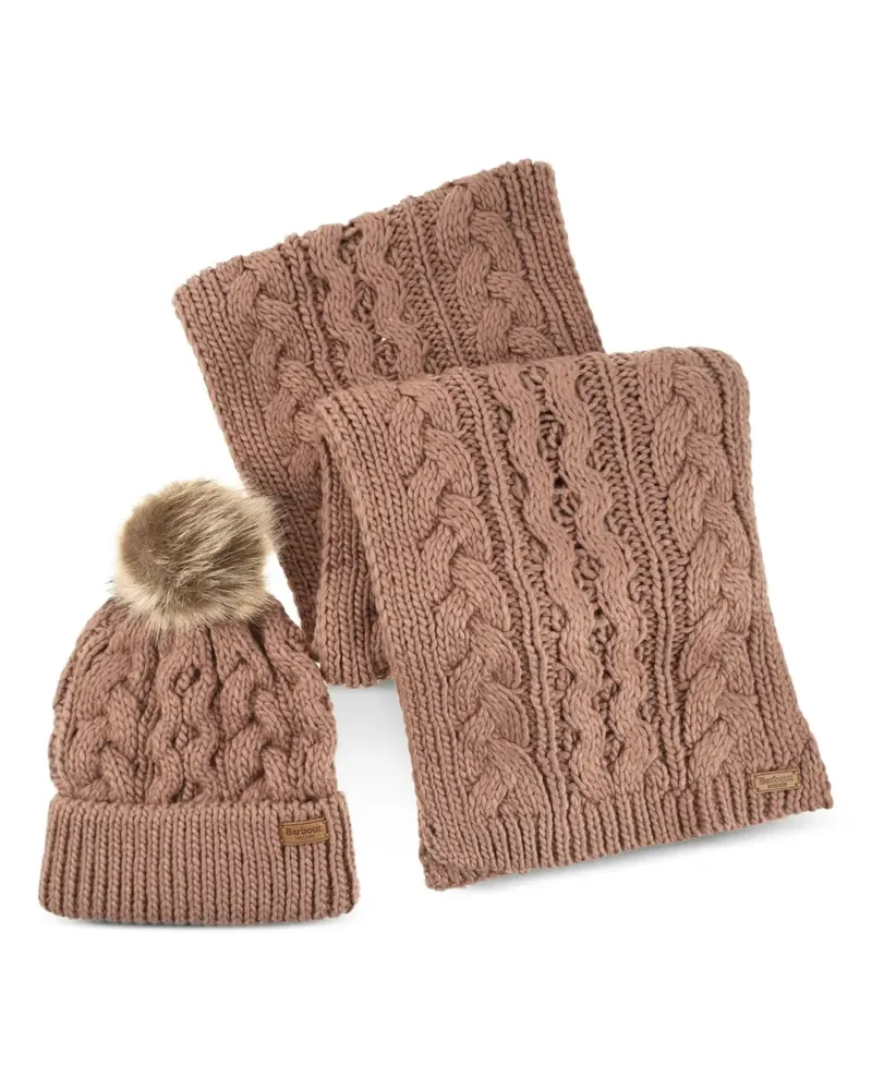 Barbour Gestricktes Penshaw Schal-Set - Nude Nude