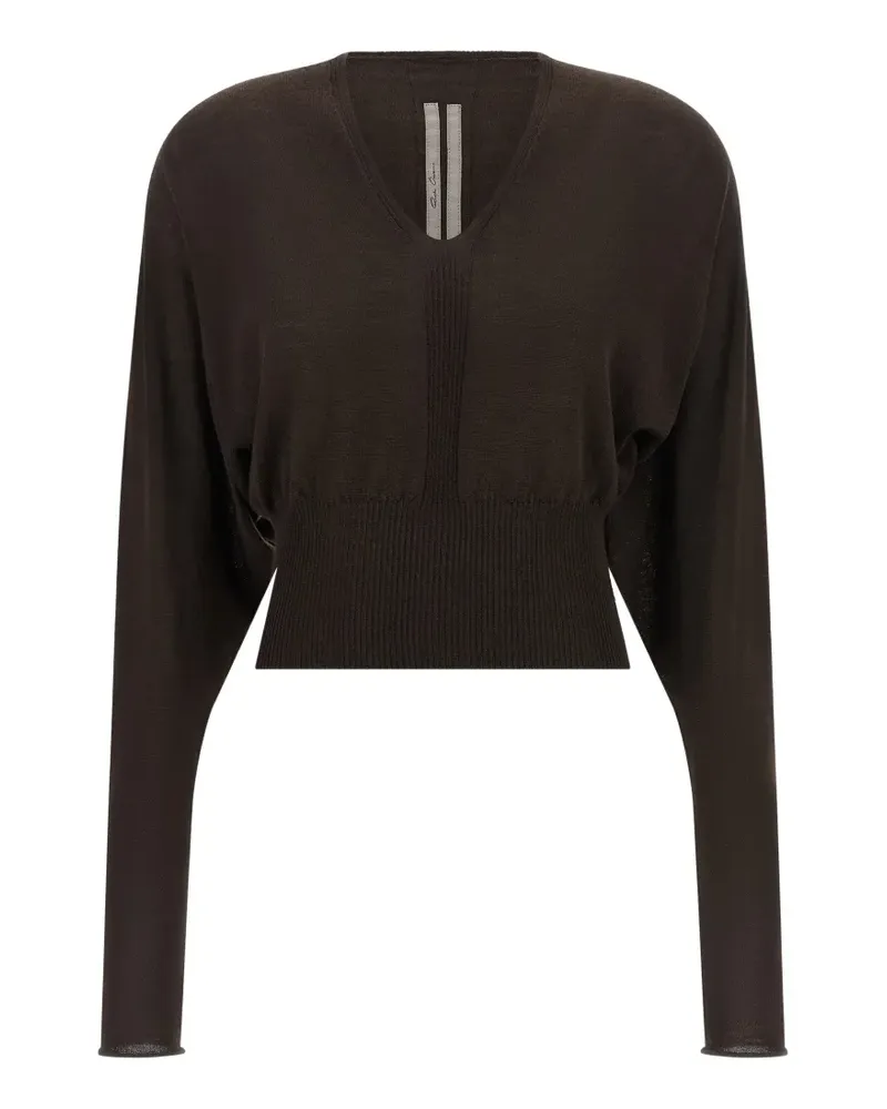Rick Owens V Cropped top bat-sleeve wool sweater - Braun Braun