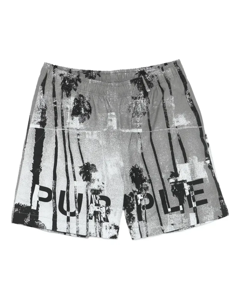 PURPLE BRAND Mirage All Around Shorts mit Palmen-Print - Grau Grau