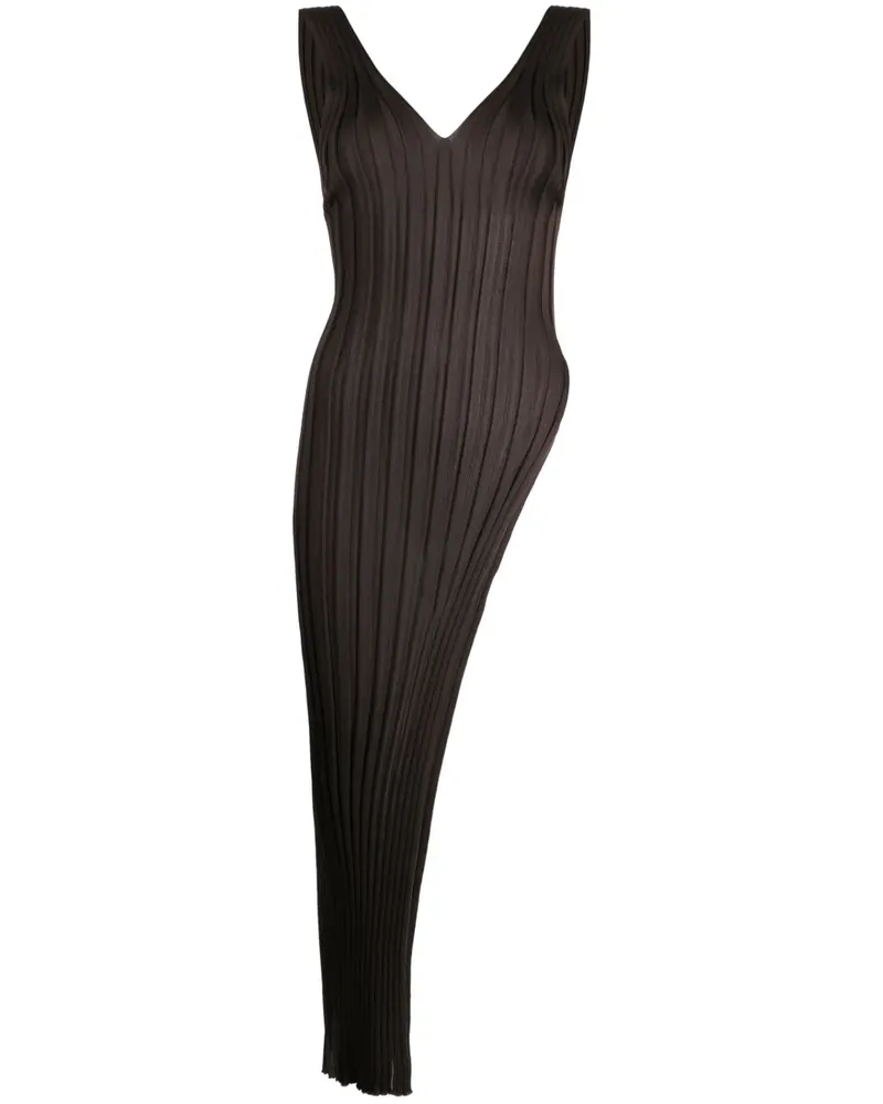 Isabel Benenato Trägerkleid aus geripptem Strick - Braun Braun