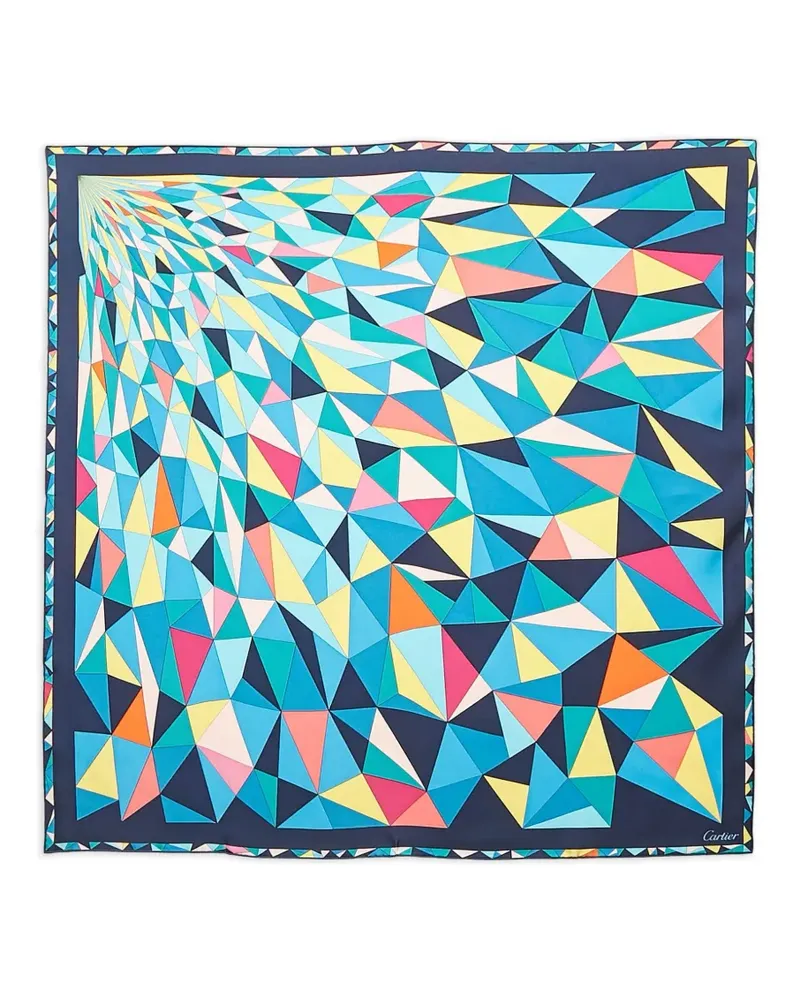 Cartier Seidenschal mit geometrischem Print - Blau Blau