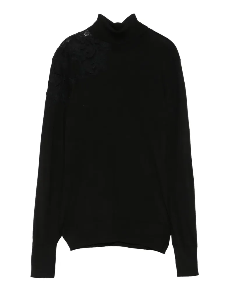 Ermanno Scervino Rollkragenpullover mit Spitzeneinsatz - Schwarz Schwarz