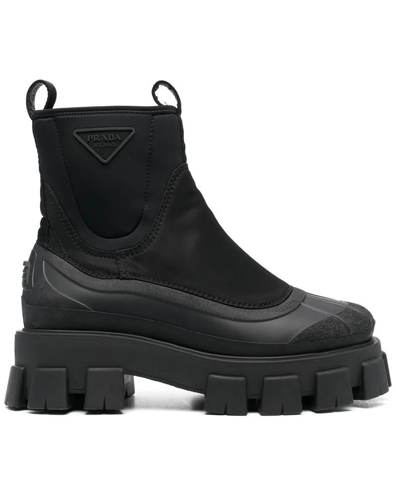 Prada Monolith Stiefel aus Re-Nylon Schwarz