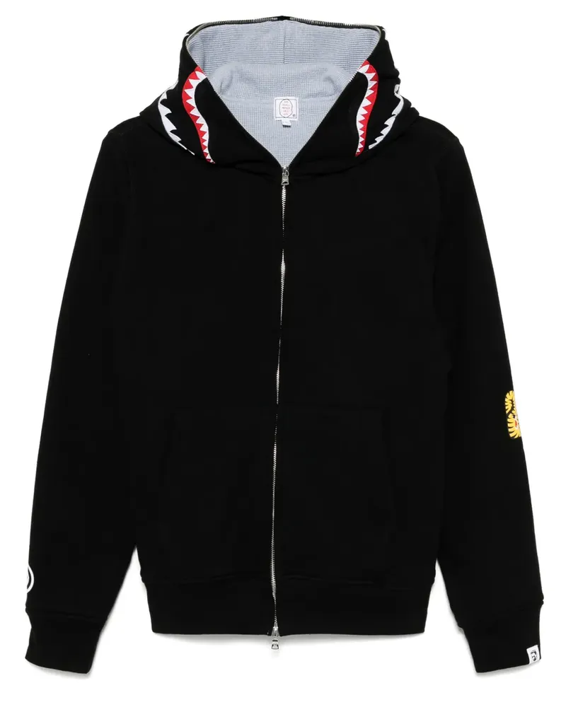 BAPE 2ND Shark Hoodie mit Reißverschluss - Schwarz Schwarz