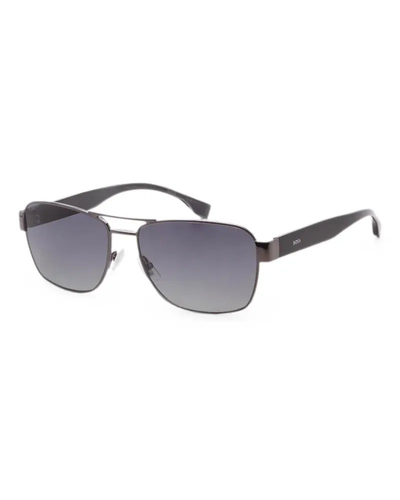HUGO BOSS Eckige Sonnenbrille mit Doppelsteg - Grau Grau