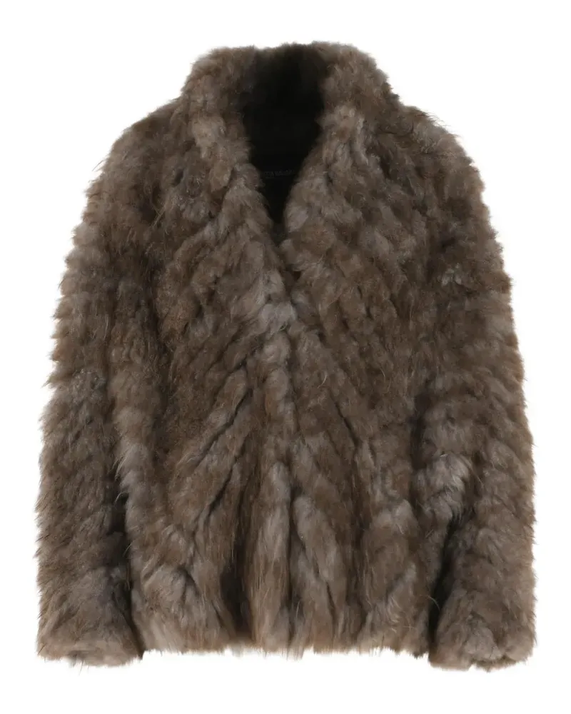 Simonetta Ravizza goat-fur lapel jacket - Braun Braun