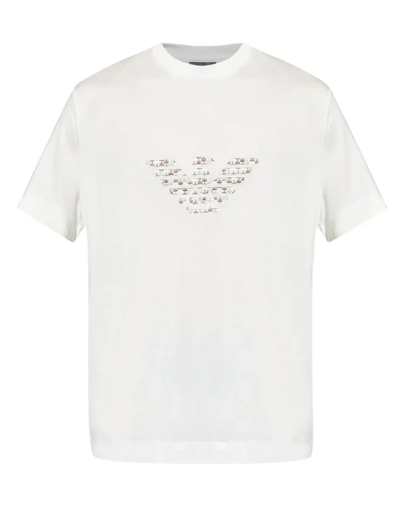 Emporio Armani T-Shirt mit Logo-Stickerei - Weiß Weiß