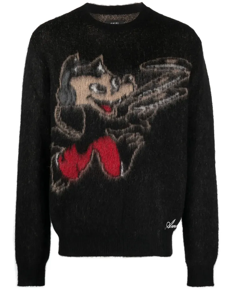 Amiri Record Wolf Pullover - Schwarz Schwarz