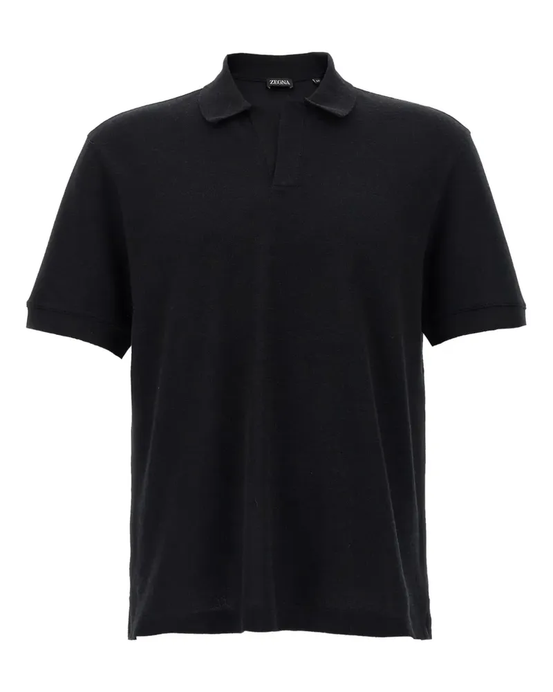 Ermenegildo Zegna Poloshirt mit V-Ausschnitt - Schwarz Schwarz