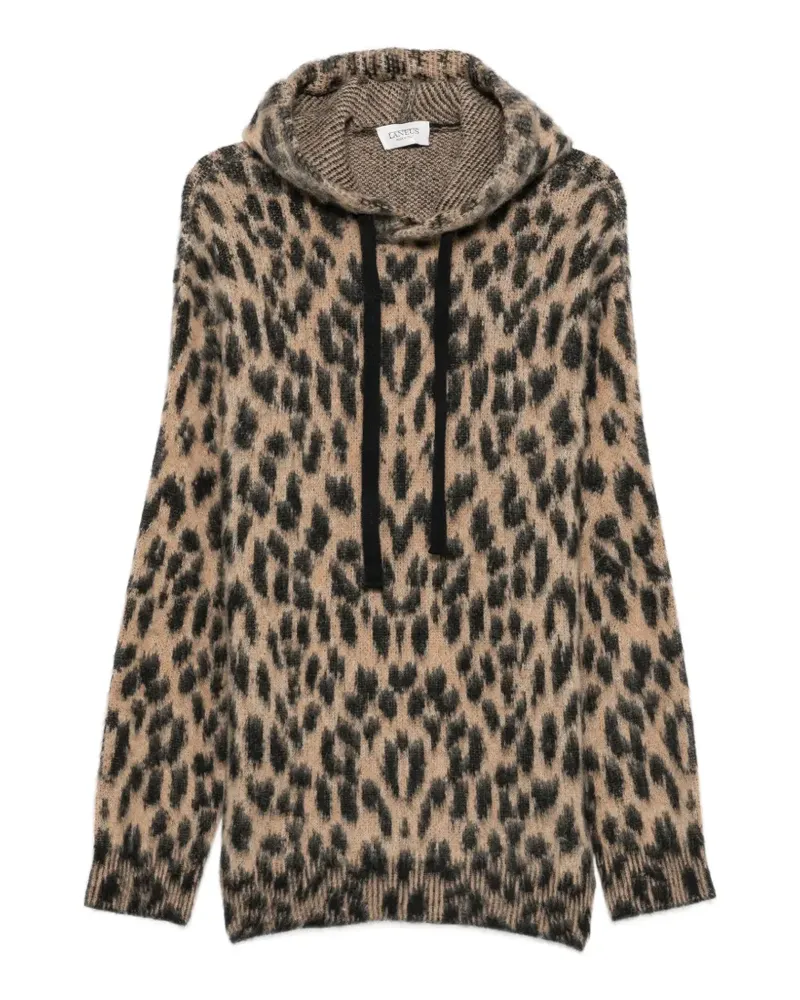 Laneus Hoodie mit Leopardenprint - Nude Nude