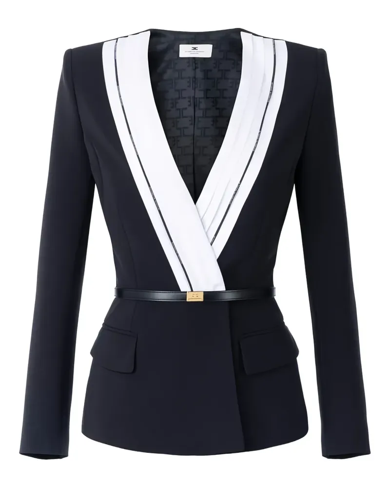 Elisabetta Franchi Plissierte Jacke mit Logo-Paspeln - Schwarz Schwarz