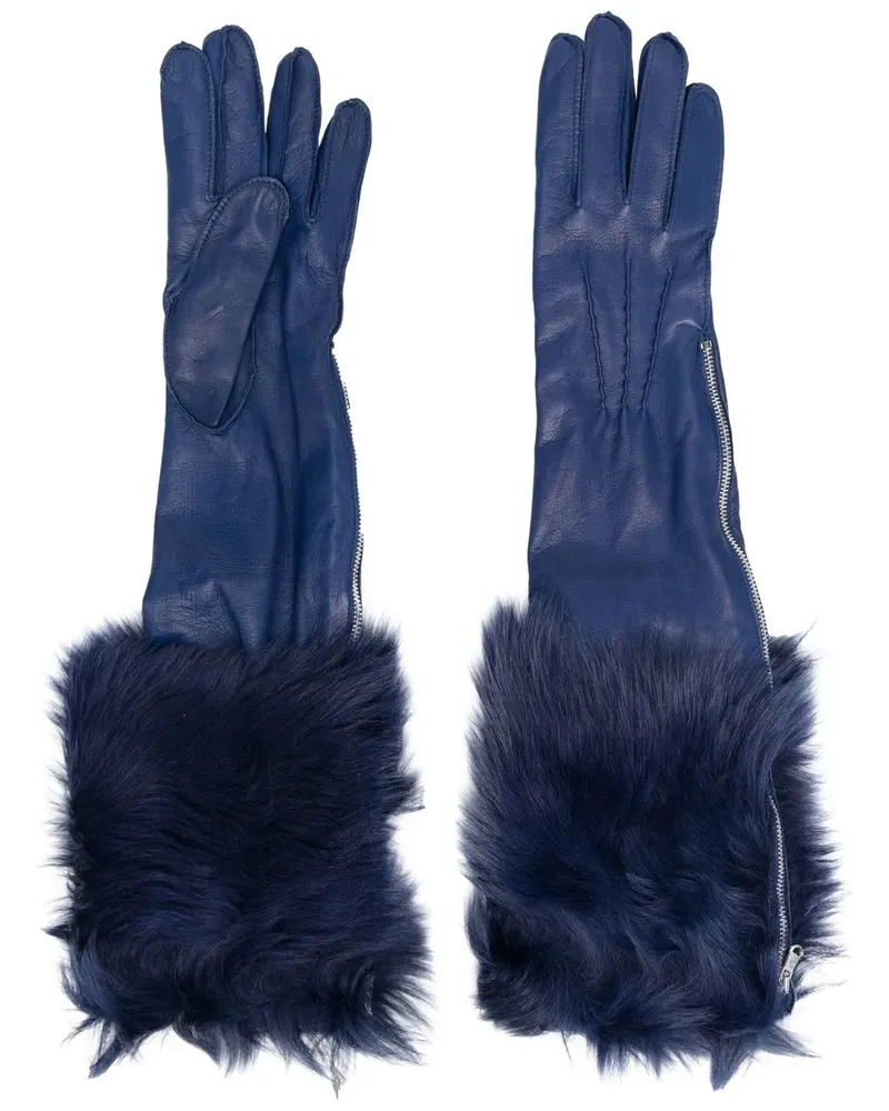 Alberta Ferretti Handschuhe mit Shearling - Blau Blau
