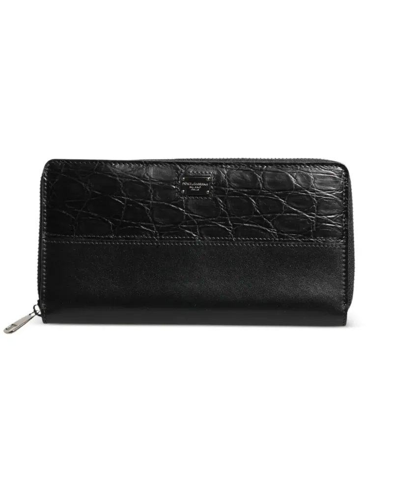 Dolce & Gabbana Portemonnaie mit Kroko-Optik - Schwarz Schwarz