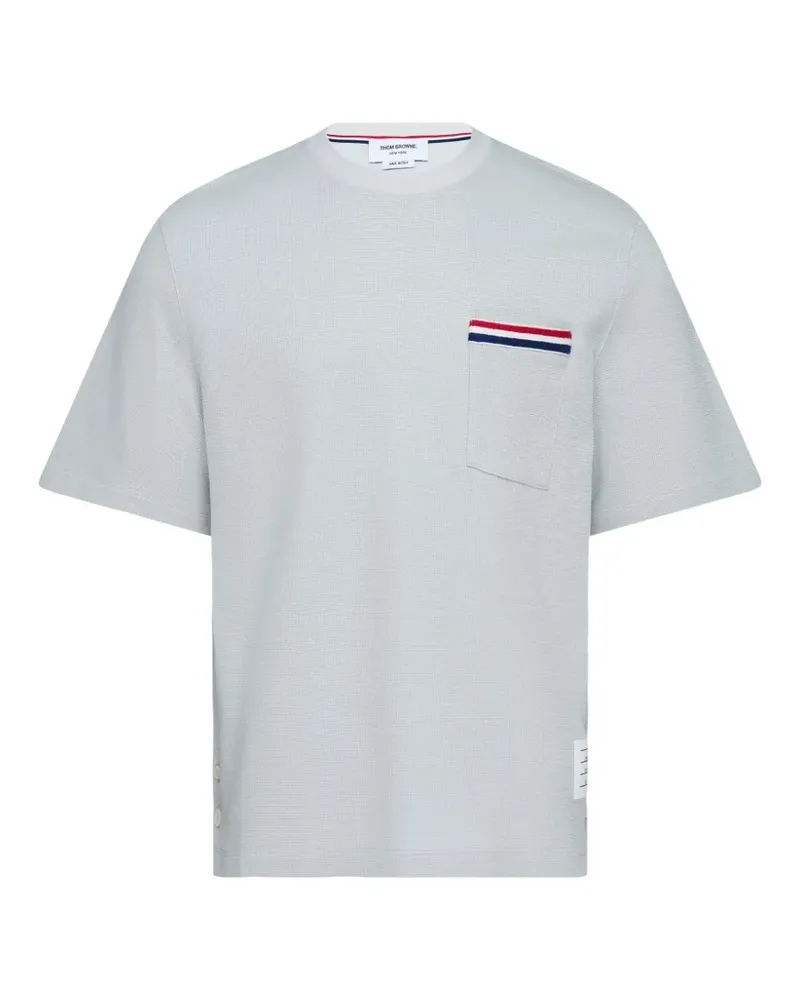 Thom Browne RWB stripe-trim pocket T-shirt - Grau Grau
