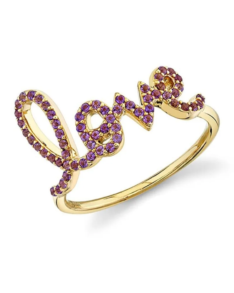Sydney Evan Großer 14kt Love Script Gelbgoldring mit Diamanten Gold