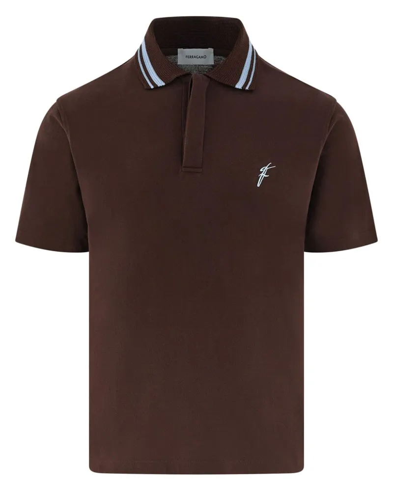 Ferragamo Poloshirt mit Logo-Stickerei Braun