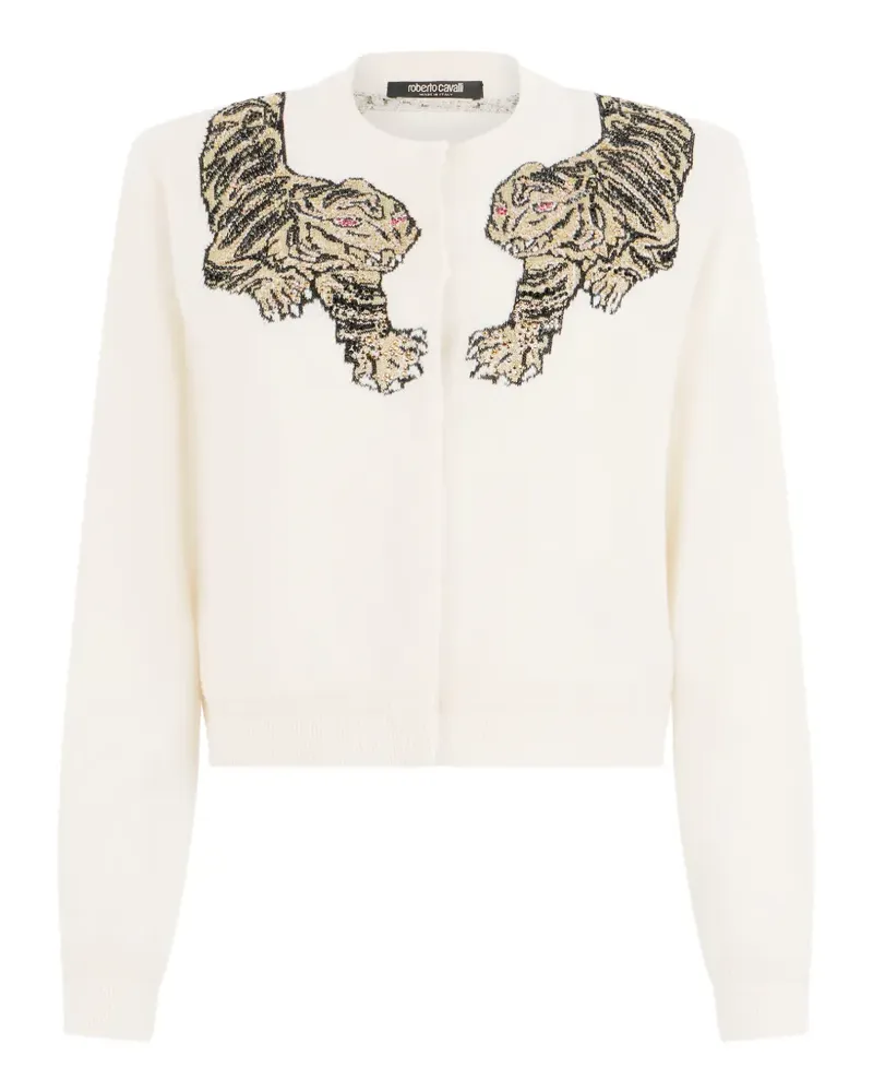 Roberto Cavalli tiger-embellished cardigan - Nude Nude